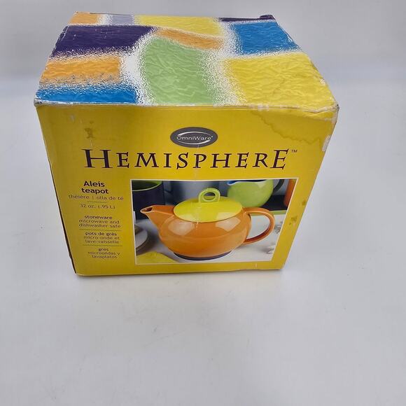 Omniware Hemisphere Teapot Orange Yellow 32 oz. Microwave Dishwasher Safe 6.5" - Picture 3 of 4